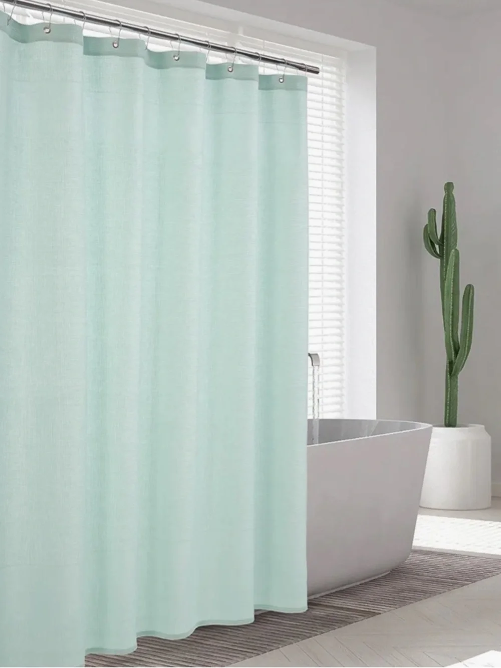🌻ENCHANTE HOME Ria Turkish Cotton Shower Curtain AQUA GREEN 72x72 12 Holes